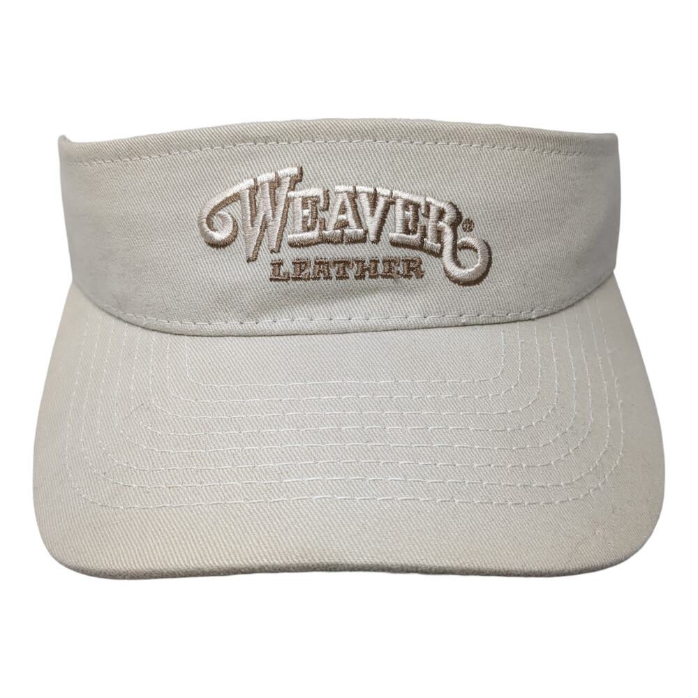 Weaver Leather Strapback Visor Hat Beige One Size Adjustable Embroidered